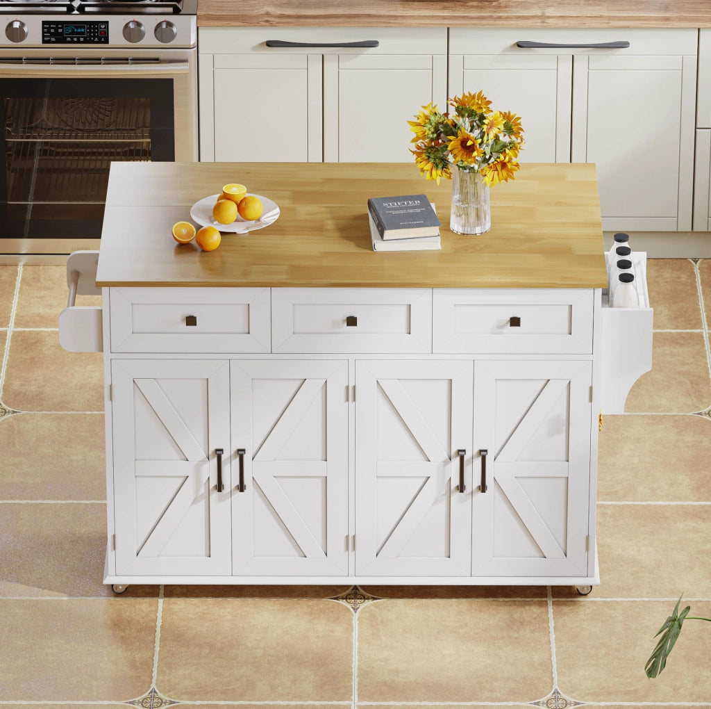 Isola da cucina mobile con piano pieghevole 140x43(70)x90,5 cm