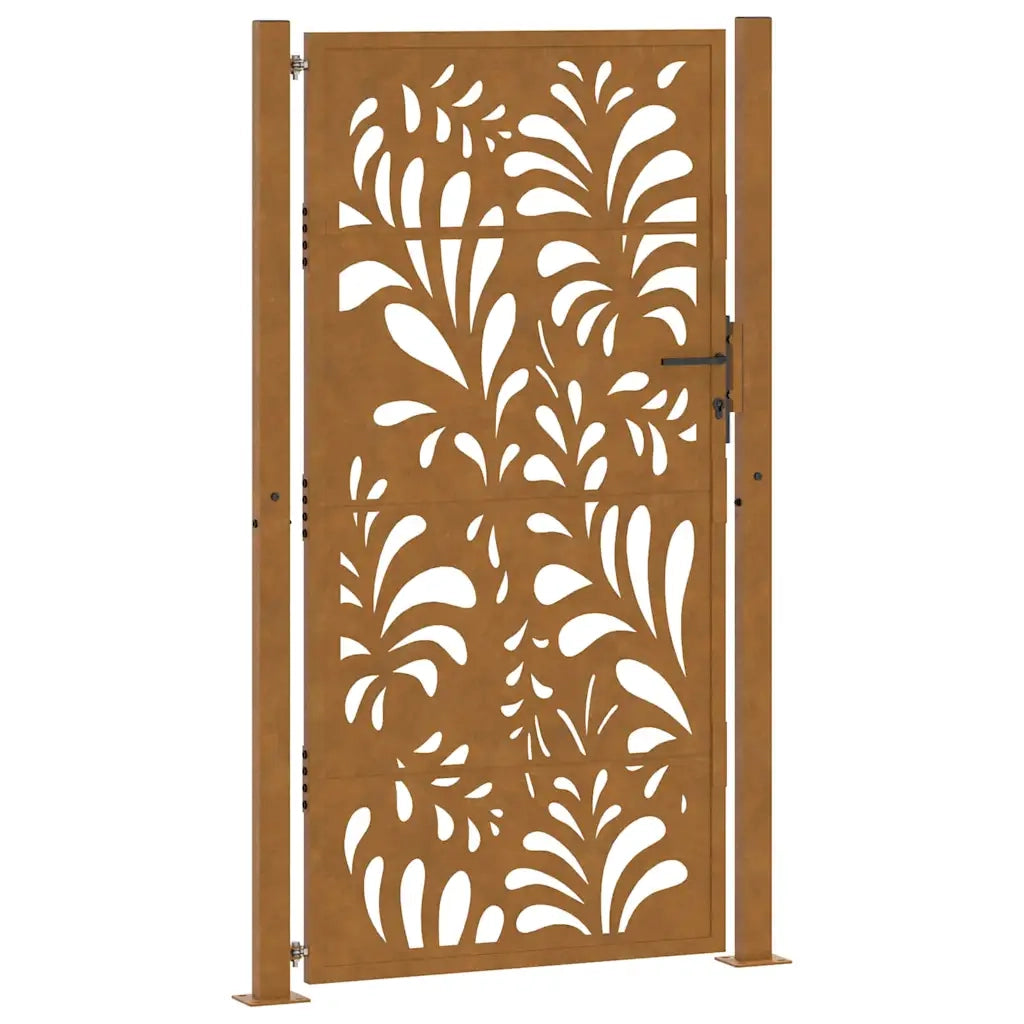 vidaXL Cancello da Giardino 105x205 cm Acciaio Corten Design Ondulato