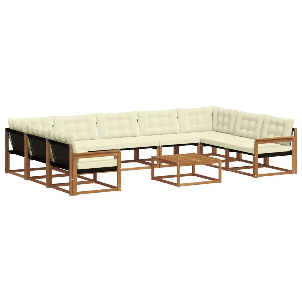 Set di divani da esterno con cuscino 10 pcs Naturale e Crema