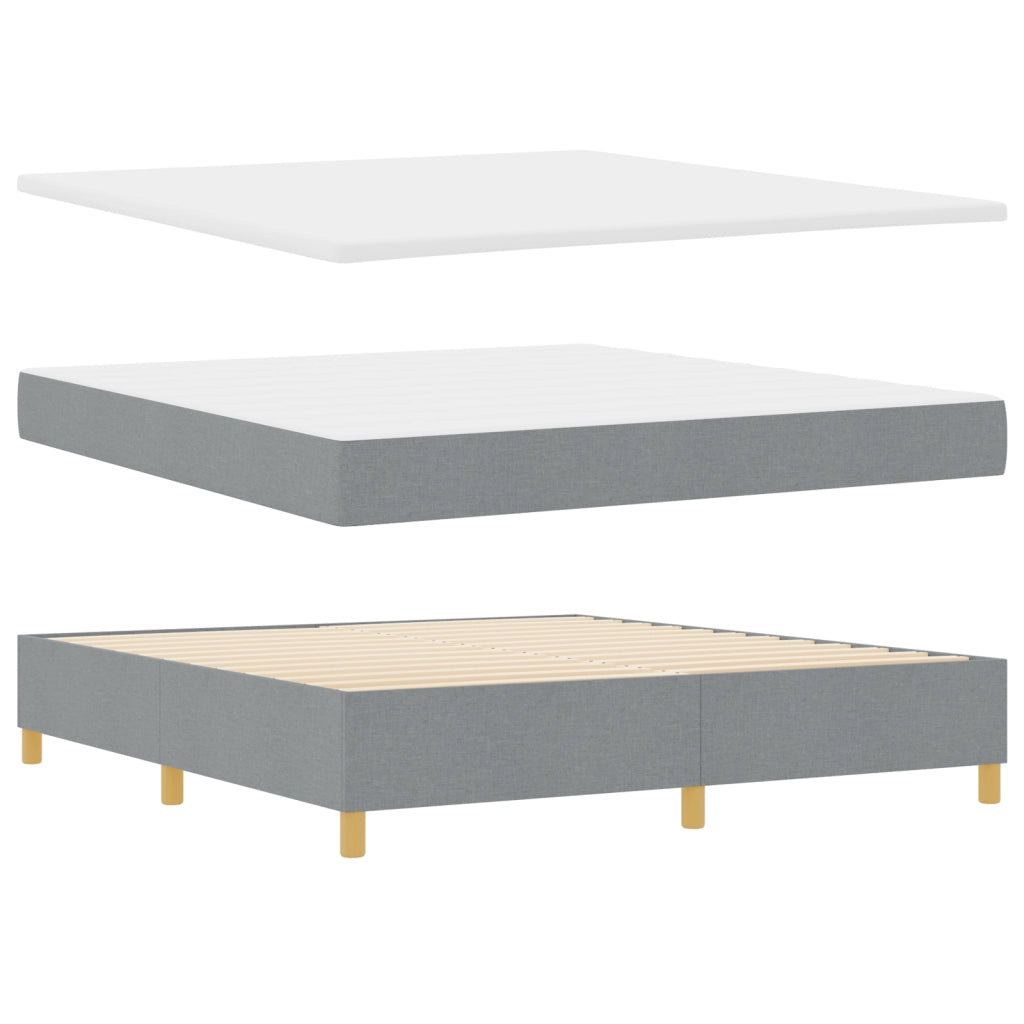 Letto con Rete a Molle e Materasso Grigio Chiaro Super King in Tessuto