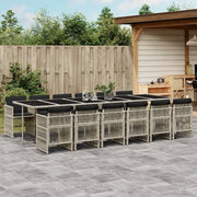 Set da Pranzo da Giardino 13pz con Cuscini Grigio in Polyrattan 3210947