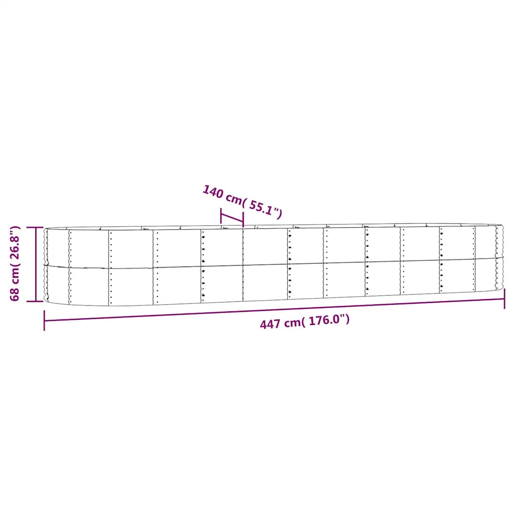 Vaso Giardino Antracite 447x140x68cm Acciaio Verniciato Polvere cod mxl 67101
