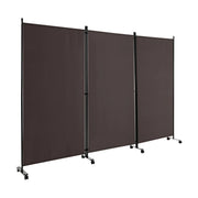 Paravento pieghevole a 3 ante su ruote 262 x 180 cm schermo mobile per la privacy design marrone 20_0013051
