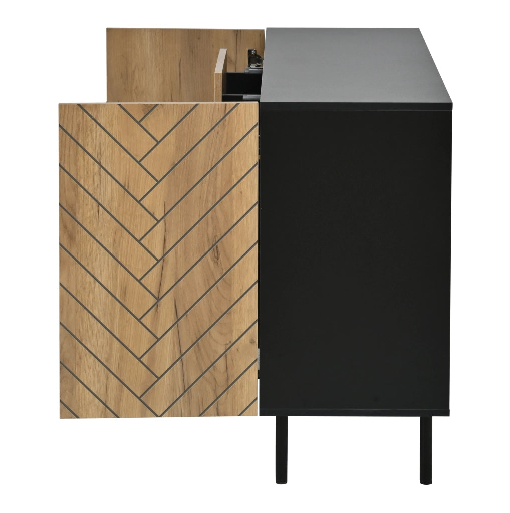 Credenza moderna 120 x 40 x 76 cm con 3 cassetti e 2 ante