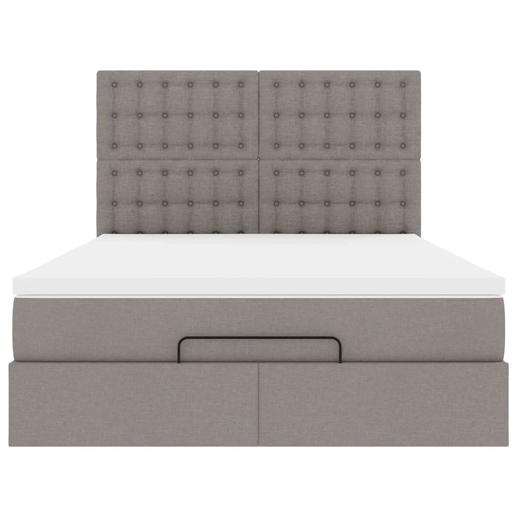 Struttura Letto Pouf con Materasso Tortora 140x200cm in Tessuto