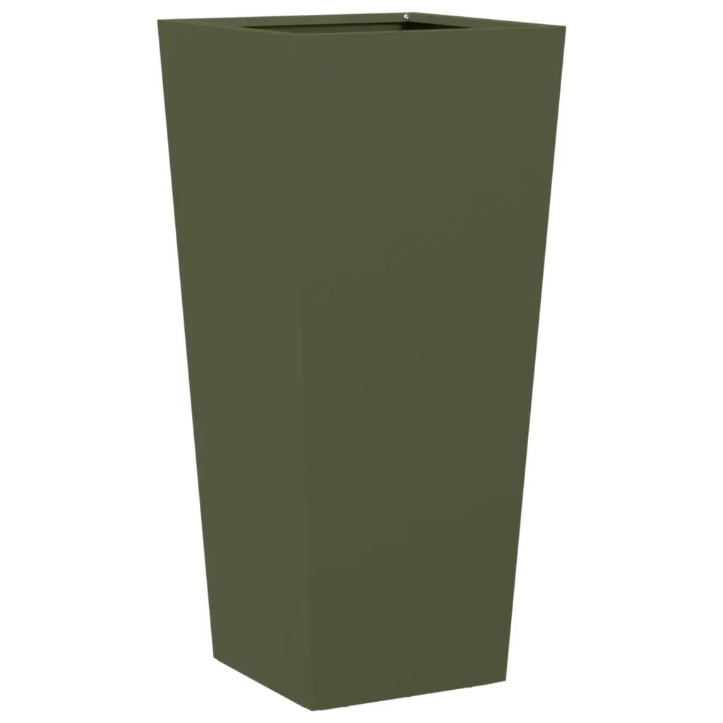 Fioriera | Cassetta per fiori | Vaso da Giardino Verde Oliva 35x35x75 cm in Acciaio