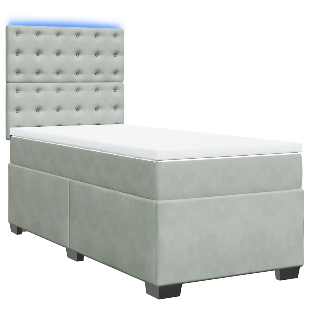 Giroletto a Molle con Materasso Grigio Chiaro 100x200cm Velluto 3293146