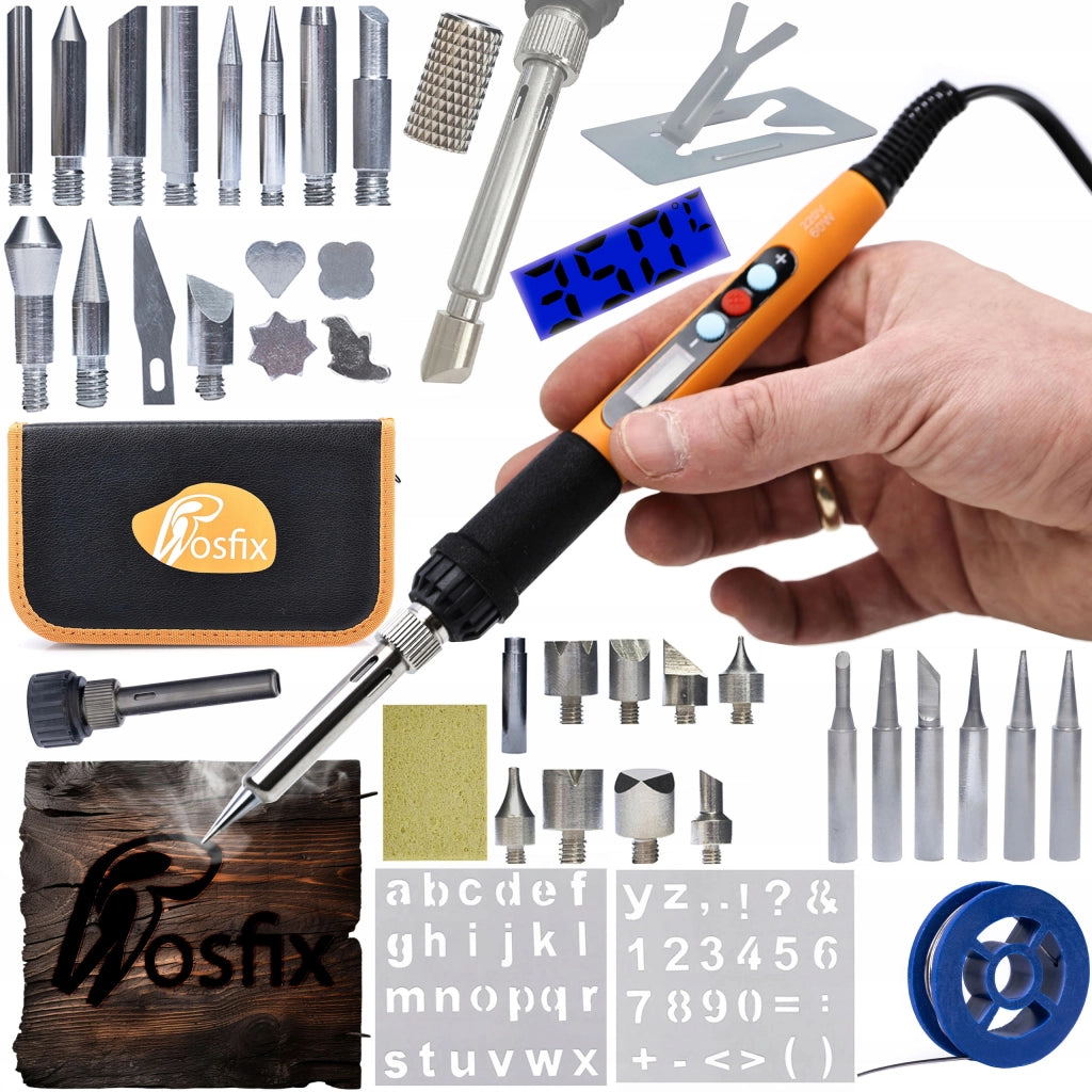 Set 11 in 1 Stazione Saldante Precisione con Display Rosfix Electric S – 60W, 180-500°C, 6 Punte, 30 Punte Pirografia