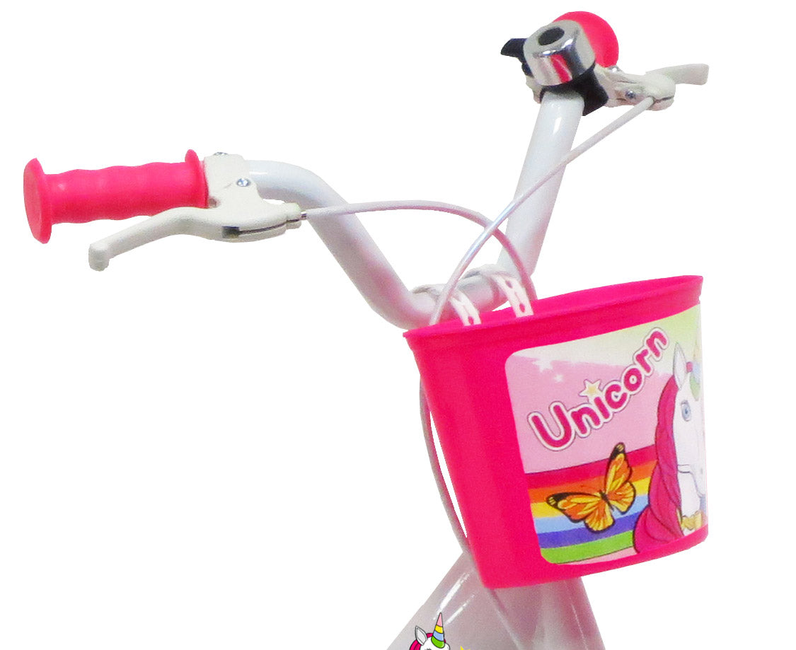 Bicicletta per Bambina 16" 2 Freni  Unicorno Bianca/Rosa