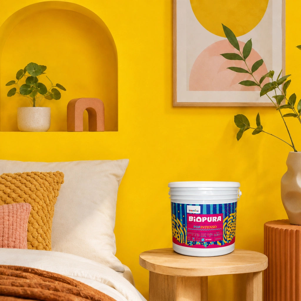 Popintenso palestra e decori interni pittura murale lavabile e coprente cromika *** formato 2.5 lt, colore- giallo ce...