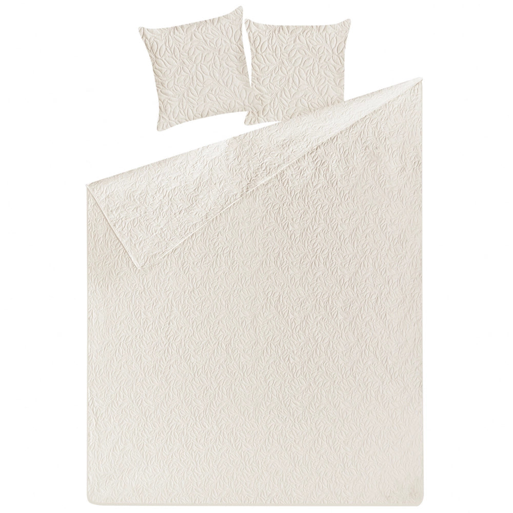 Copriletto in Tessuto Poliestere bianco sporco140 x 210 cm con Cuscini Motivo in Rilievo Decorativo Copriletto Lenzuola classico Camera da Letto