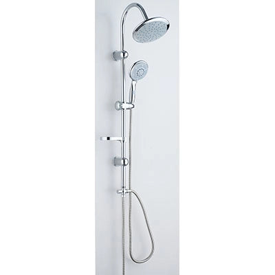 SALISCENDI SOFFIONE + DOCCETTA 5 GETTI EDERA EFFE  ACCIAIO INOX TUBO MM 22 + FLEX CM 150 + D.MM 82