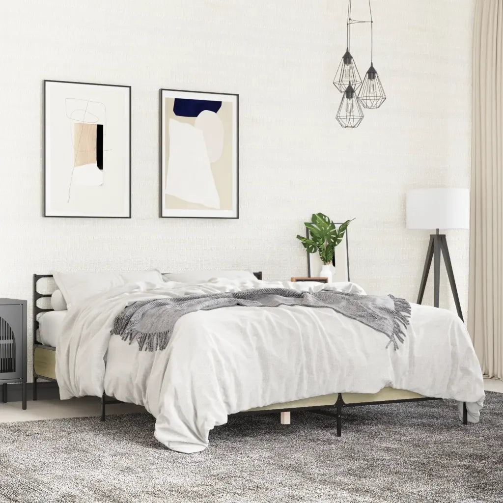 Giroletto-Struttura Letto Rovere Sonoma 160x200 cm in Legno Multistrato Metallo 323910