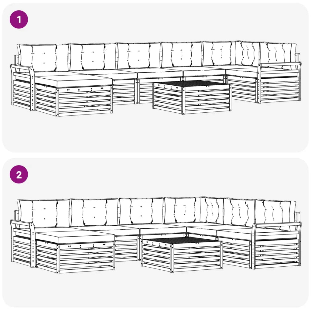 Set di divani da esterno con cuscino 8 pcs Naturale e Beige 3373863
