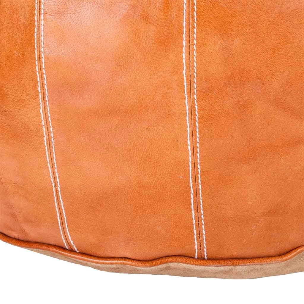 Pouf in pelle arancione 48x48x35h
