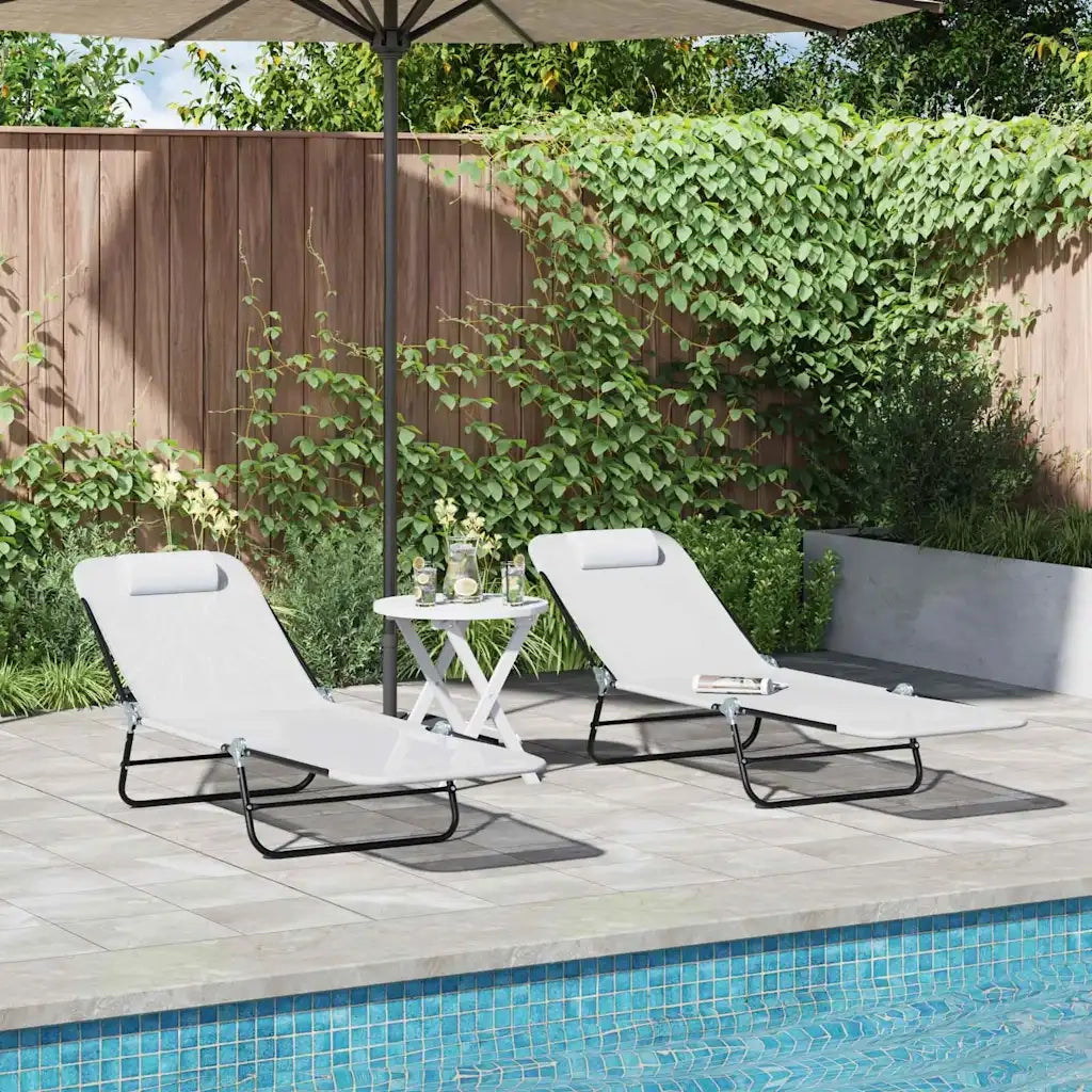 Lettino prendisole pieghevole 2 pcs Crema 182 x 55 x 85,5 cm 42003157