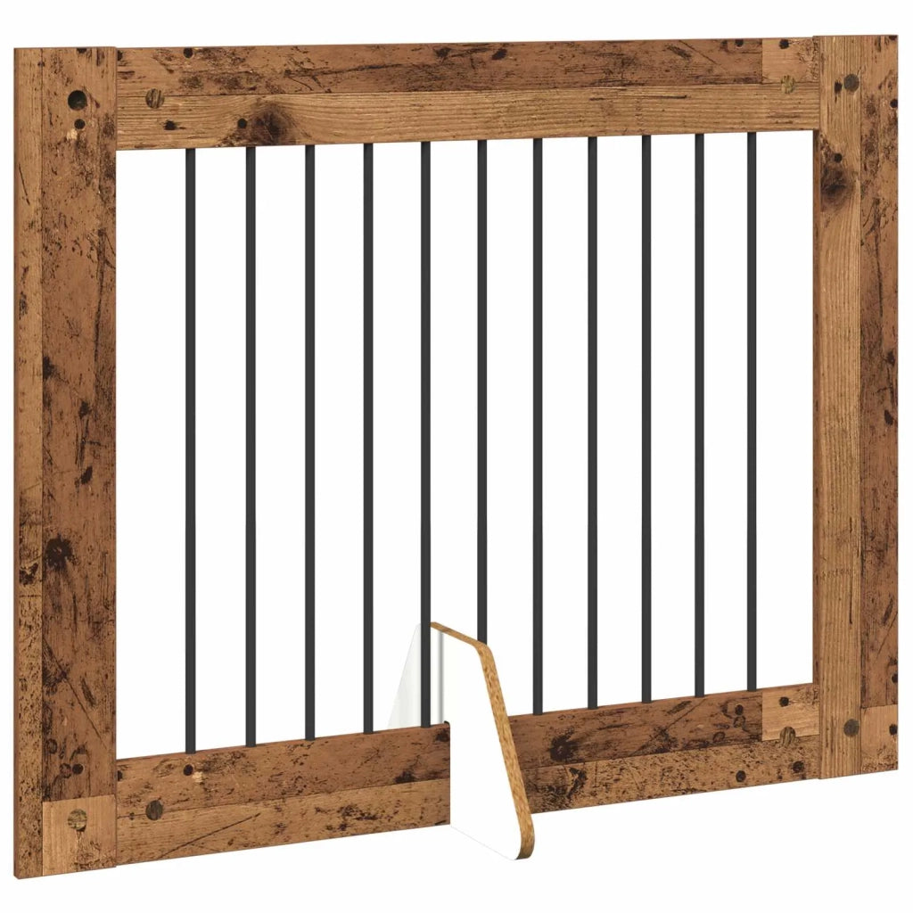 Cancello per cani con supporti 4 pz Legno antico 100 x 80 cm CFW6243283