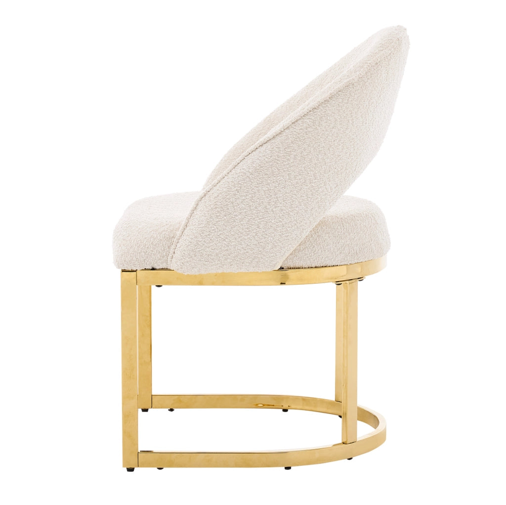 Set di 4 sedie da pranzo 59.0x56.0x80.0 cm con rivestimento bouclé e gambe in metallo beige e oro