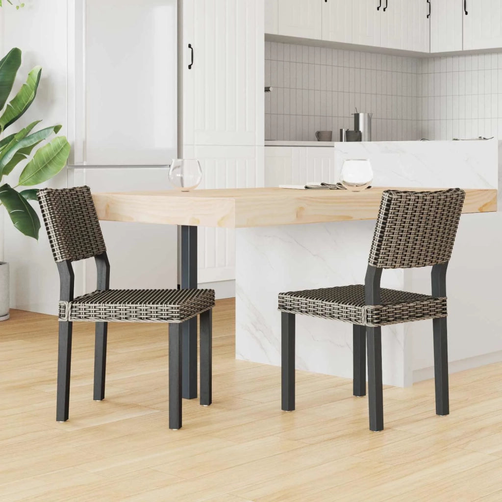 Sedia da pranzo 2 pcs Nero Lavato 46 x 55 x 84 cm Rattan Kubu