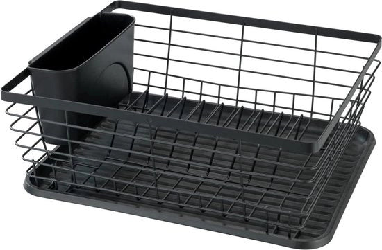 Aria di condensa per piatti - drizza liquido per condensa accanto al lavello - metallo/plastica - 36 x 30,5 x 15 cm - nero