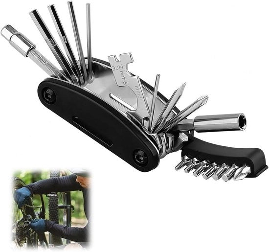 Set di accessori per bicicletta multifunzionale per viaggio - Incluso multitool 21-in-1 e accessori per bicicletta da corsa - Utile per riparazioni di bicicletta - Set ideale per appassionati di bicicletta