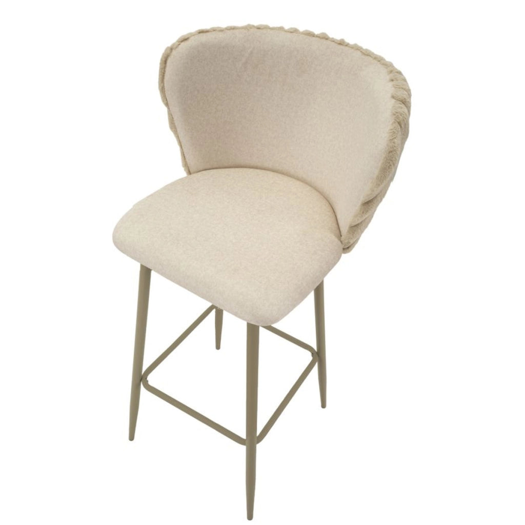 Set di 2 Sgabelli Alti VKH883, Beige, Poliestere, 55x58x106 cm
