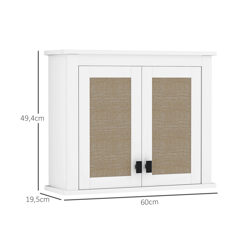 Pensile Bagno Sospeso ¨C Xylo ¨C Bianco 2 Ante Rat¨¢n 60x19,5x49,4 cm
