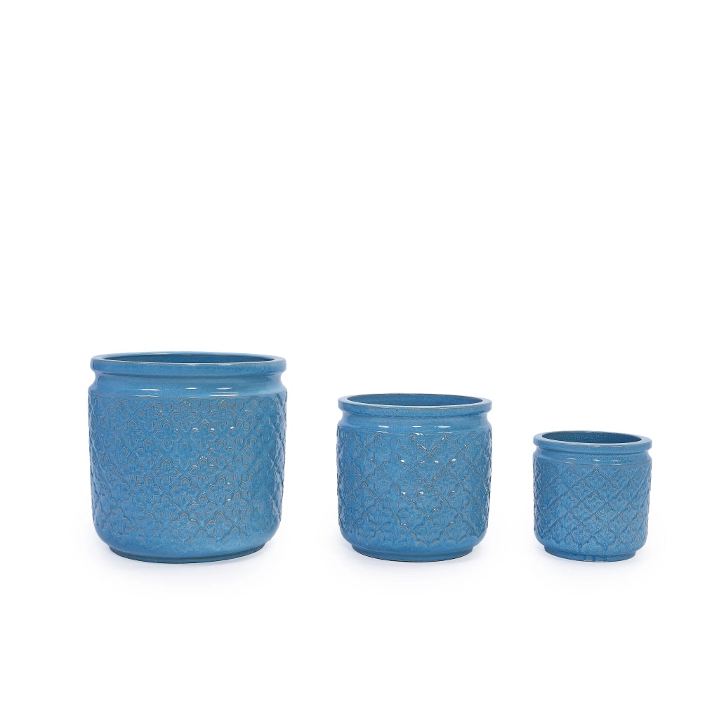 VASO in ceramica 49x49x50,5 cm Blu antico lucido