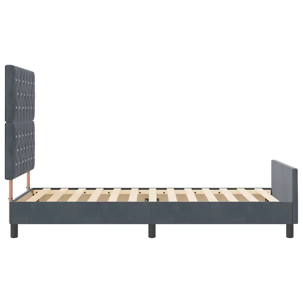 Letto a molle con testiera-Rete con Testiera Grigio scuro 100 x 200 cm Velluto 473085