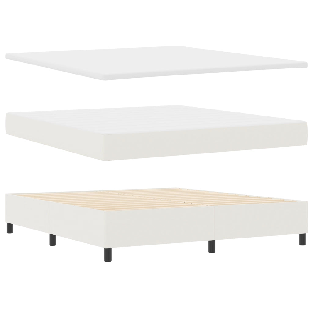 Letto con Rete a Molle con Materasso Crema Super King Tessuto in Corduroy