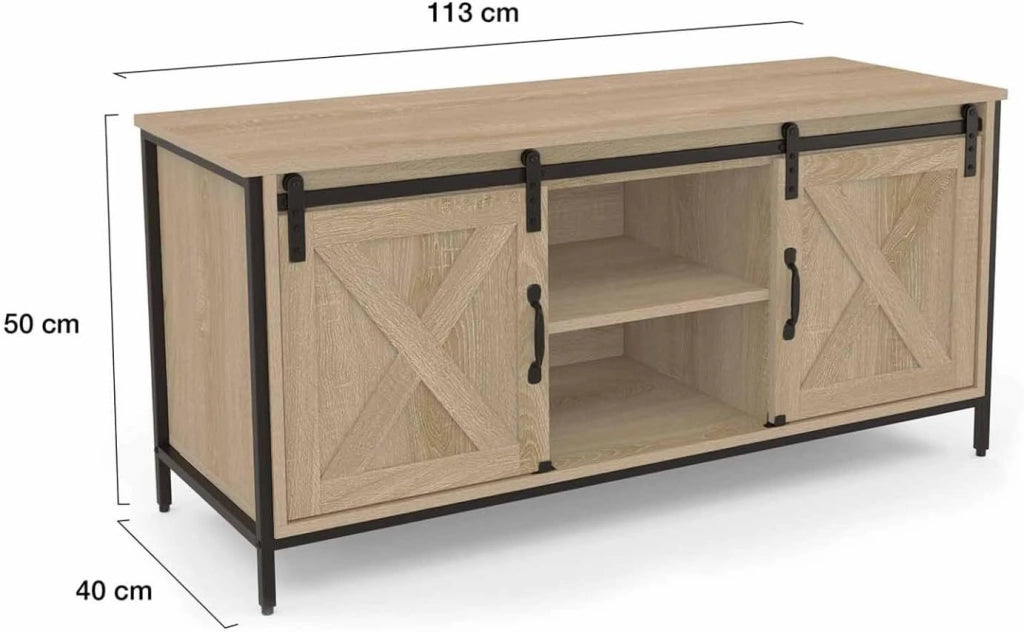 Porta TV 113 cm 2 porte scorrevoli QUEBEC design industriale