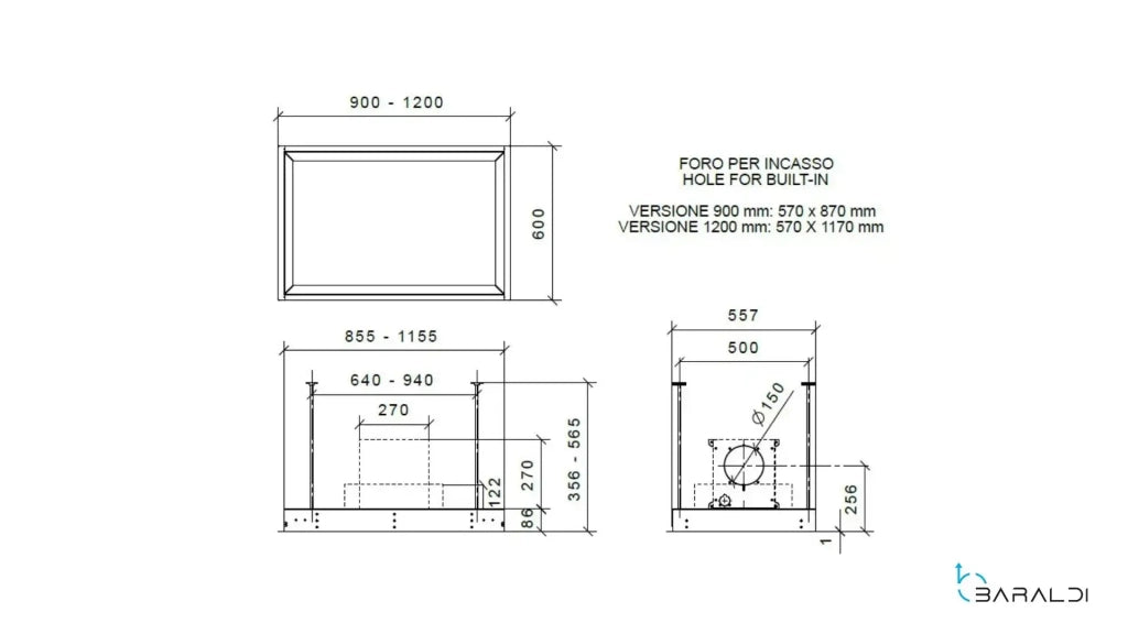 Cappa a soffitto da incasso GEA FLAT cm 90X60 - Inox/vetro Bianco spot light - 800 m3/h