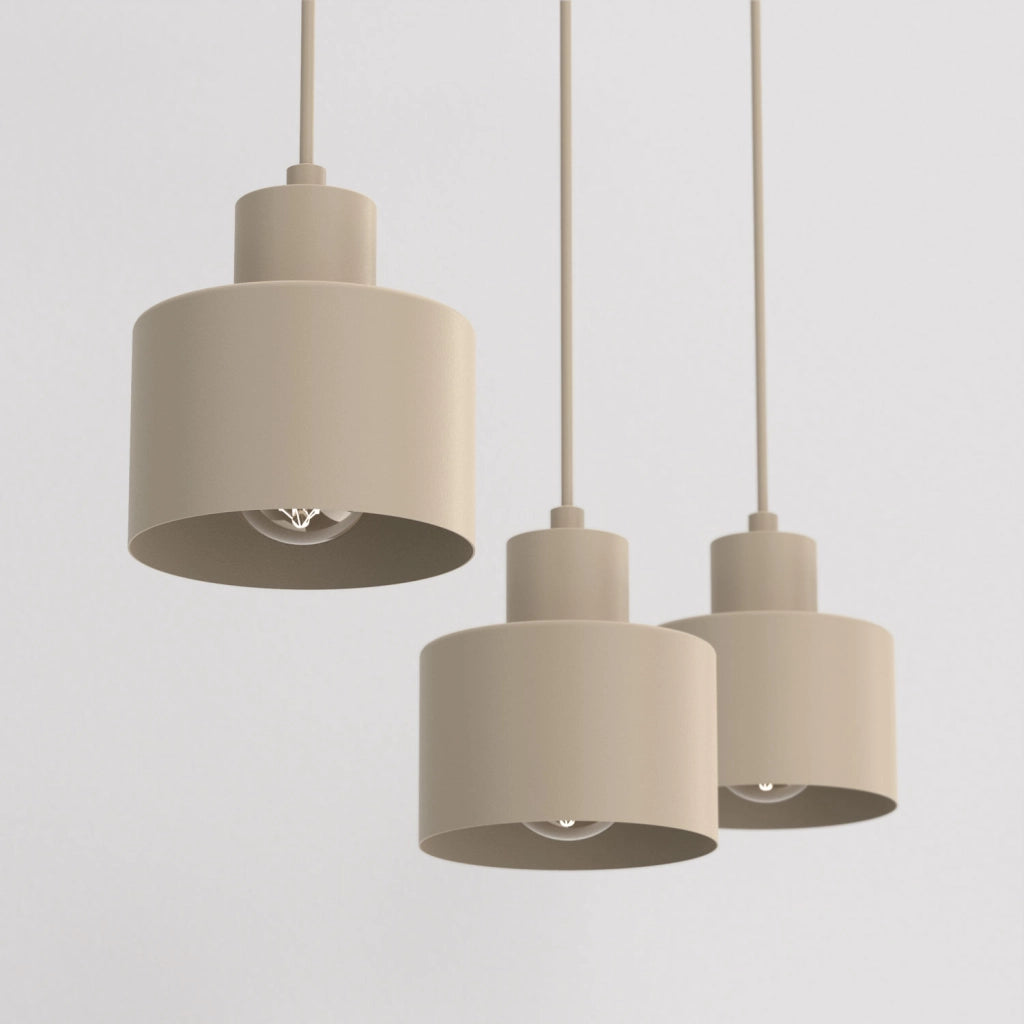 Lampada sospesa Parkla 3 luci beige acciaio E27 Luminex