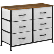 Cassettiera Sideboard ¨C zephmum ¨C 6 Cassetti, Tessuto, 80x30x62.5 cm, Marrone, Nero, Grigio
