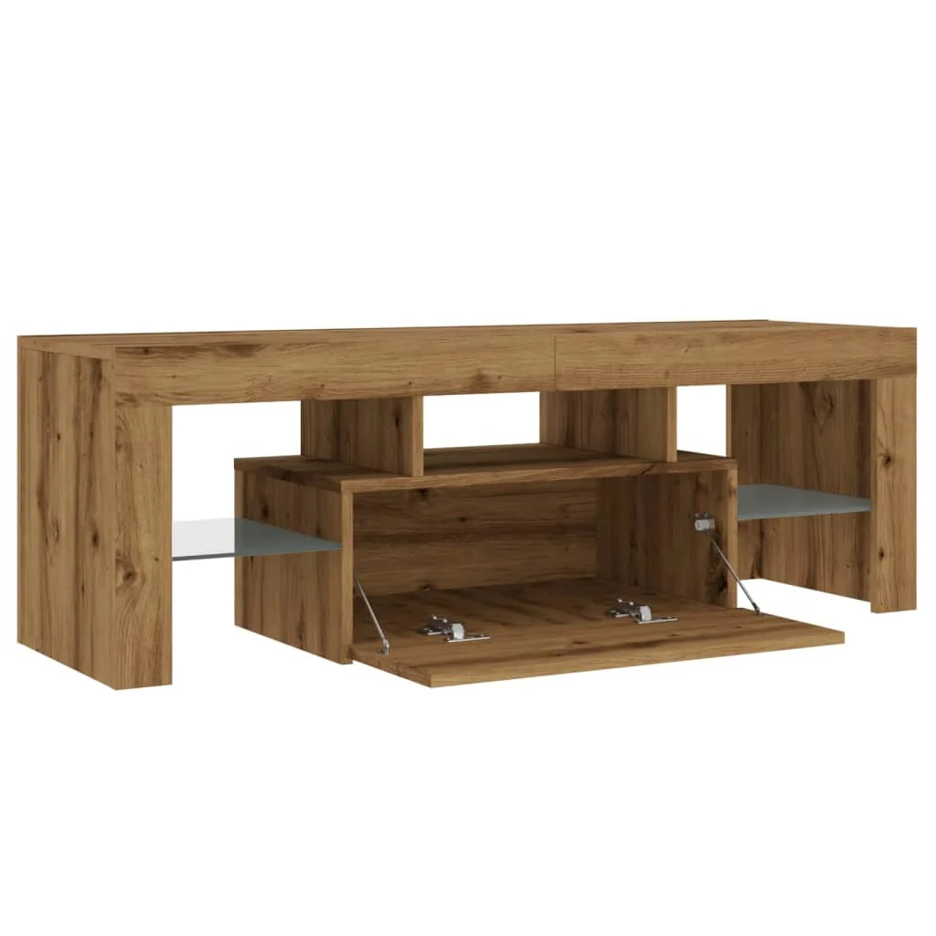 Mobile TV multimediale mensola per TV credenza mobile TV sala da pranzo soggiorno camera da letto con luci a LED rovere lavorato a mano legno marrone ingegnerizzato 02_0026710