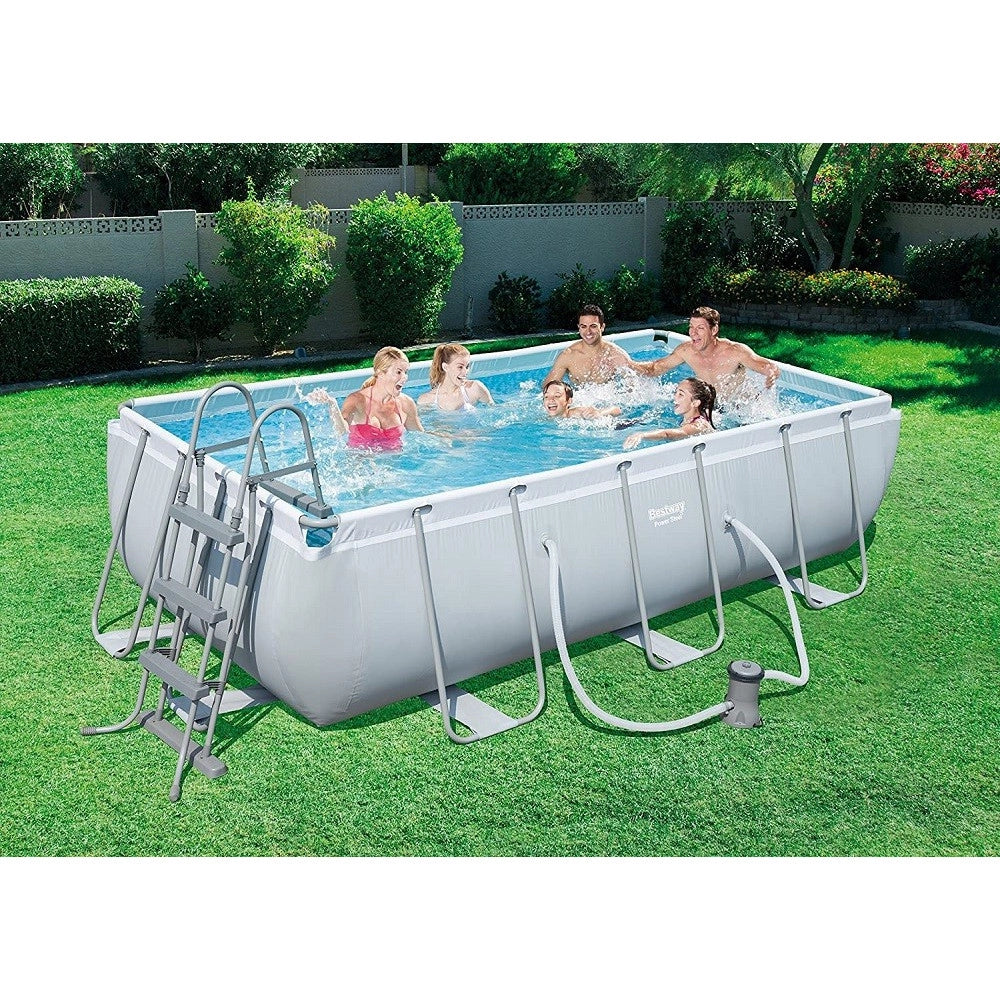 Trade Shop - Piscina Fuori Terra Power Steel Frame Rettangolare 404 X 201 X 100cm Pompa 56441 -