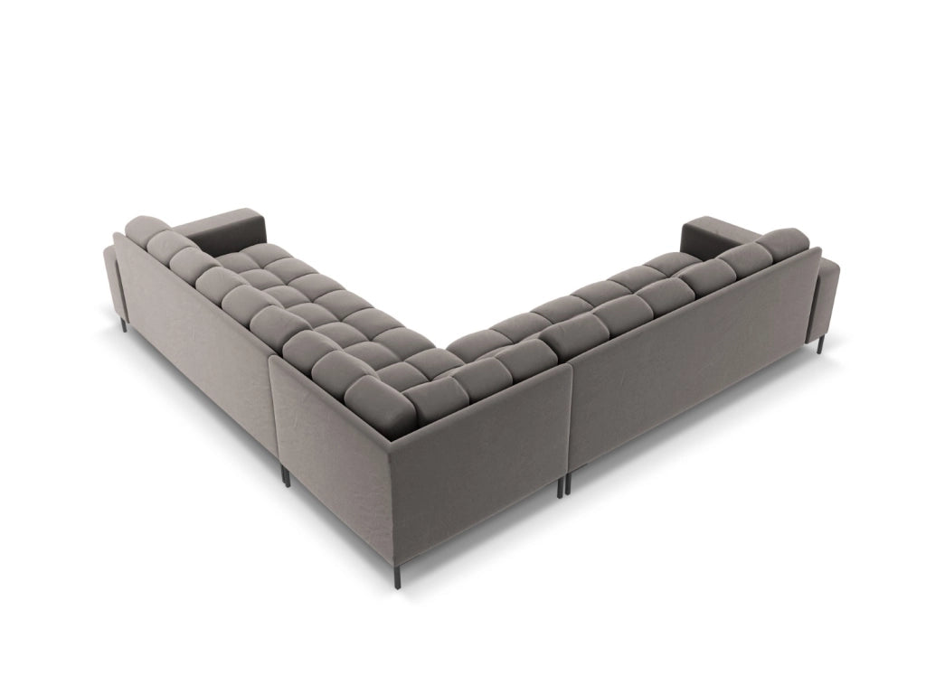 Cosmopolitan Design - Divano angolare reversibile "Bali" 6 posti in velluto grigio chiaro 