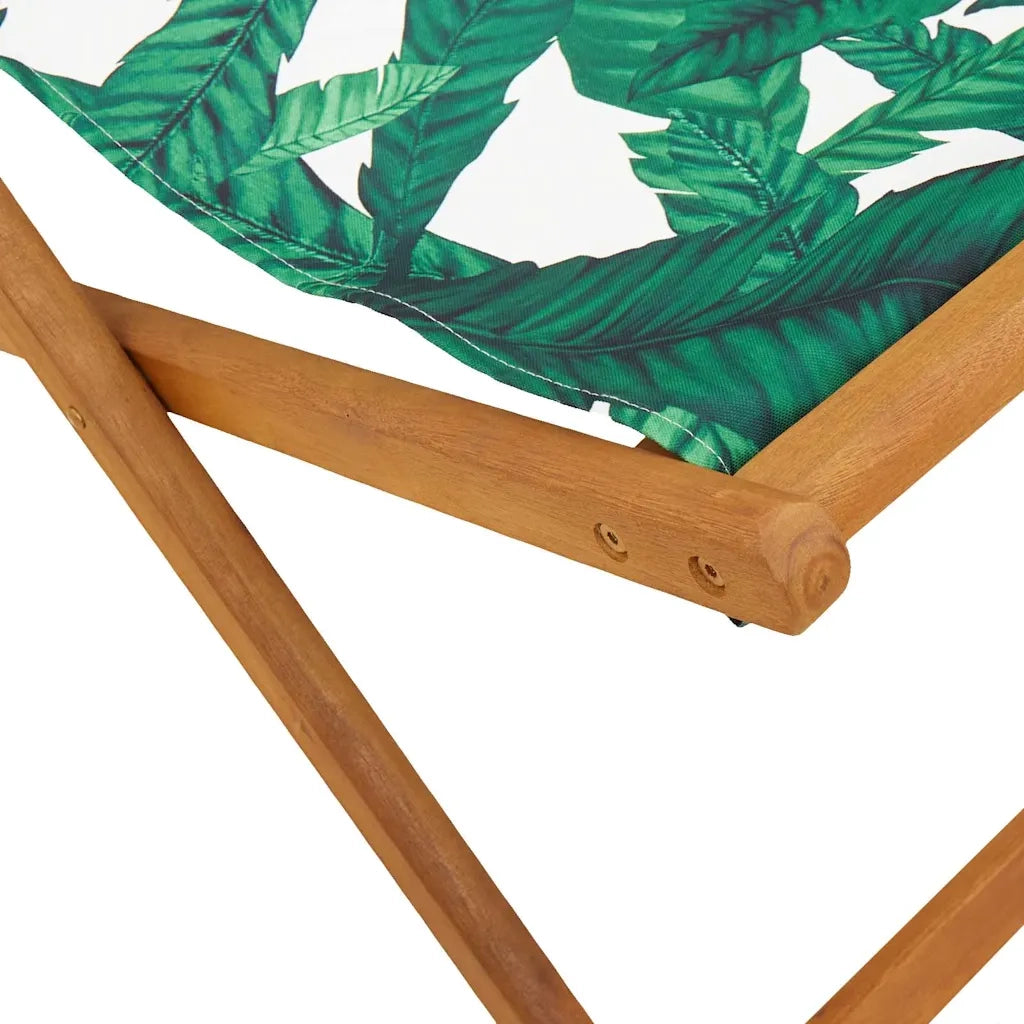 Sedia da Giardino | Sedia da Spiaggia Pieghevole Foglie Legno Eucalipto e Tessuto