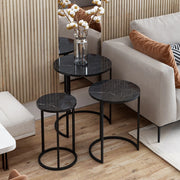 Daiano, Tavolino da Salotto set 3 Pezzi, 50x50x58h cm Nero