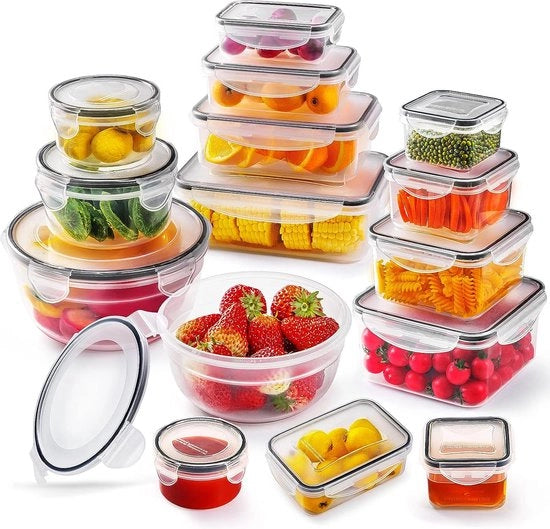 Set di contenitori con coperchio, 30 pezzi, 15 contenitori + 15 coperchi, per la cucina, impermeabili, contenitori per alimenti, set per forno a microonde, congelatore