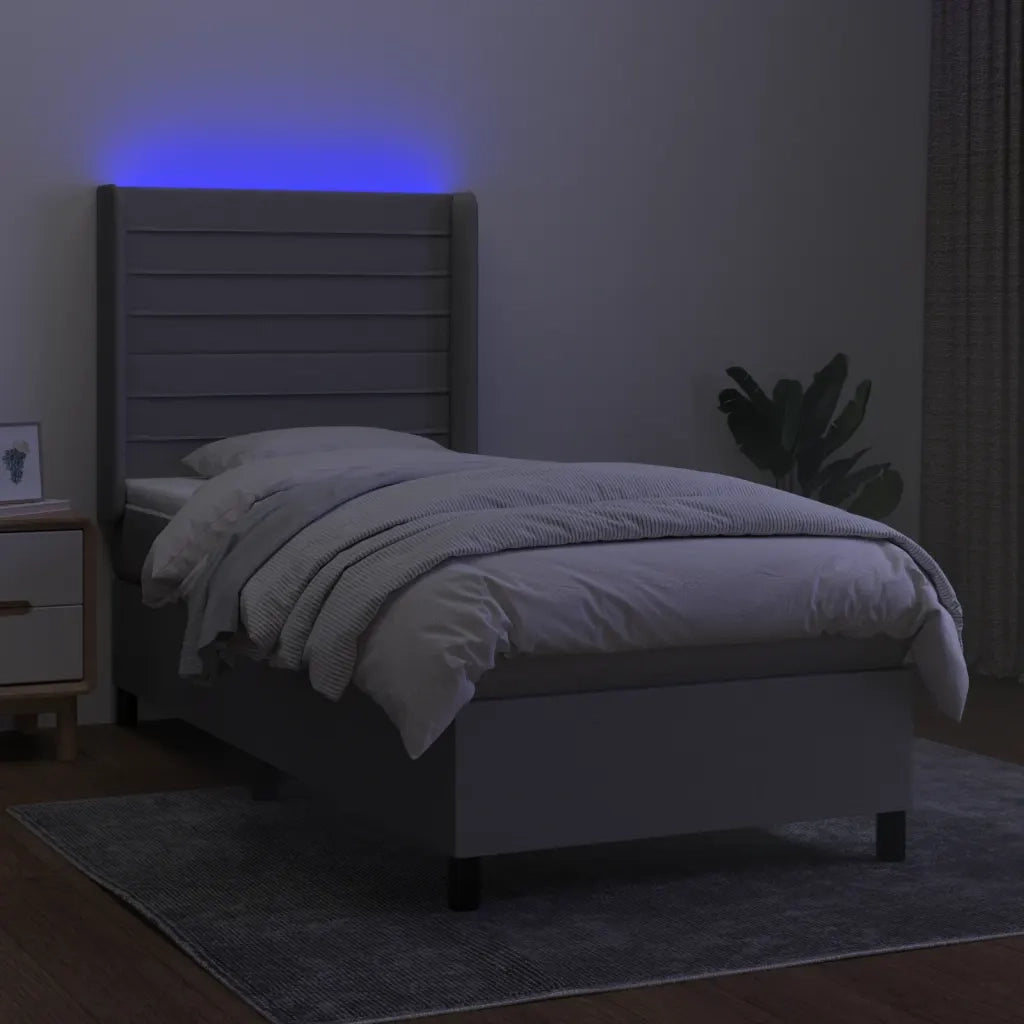 Letto a Molle Materasso e LED Grigio Chiaro 80x200 cm Tessuto 3138349