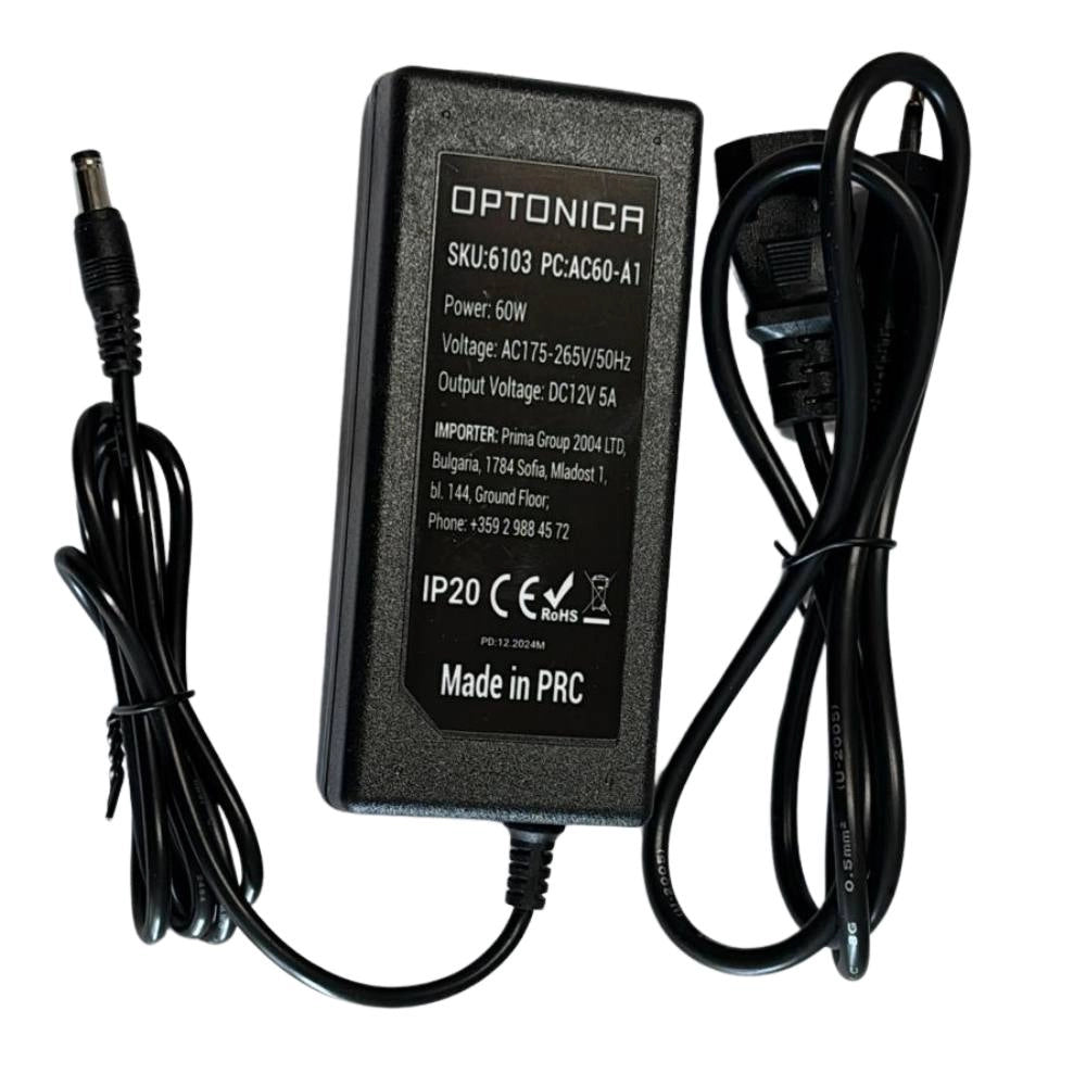 Alimentatore 60w 12v 5a per strisce led ip20 interno