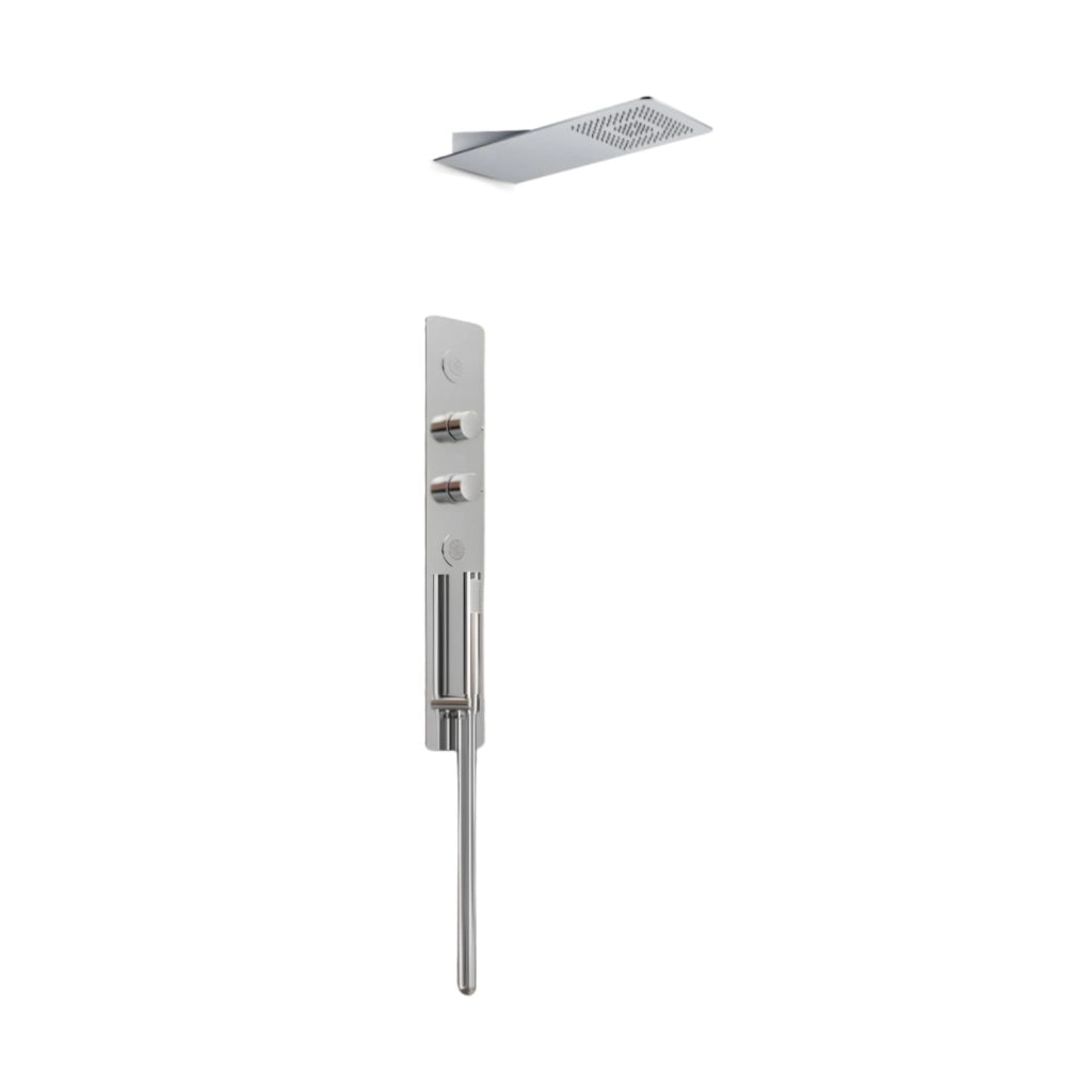 Wall kit a parete da incasso a muro acciaio inox + soffione doccia a parete acciaio inox punta quadrata