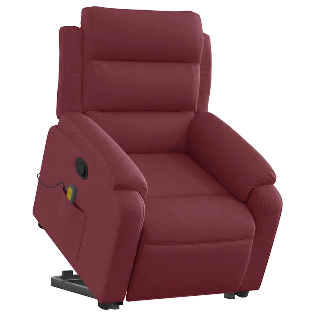 Poltrona Alzapersona Massaggio Reclinabile Rosso Vino Tessutocod mxl 132827