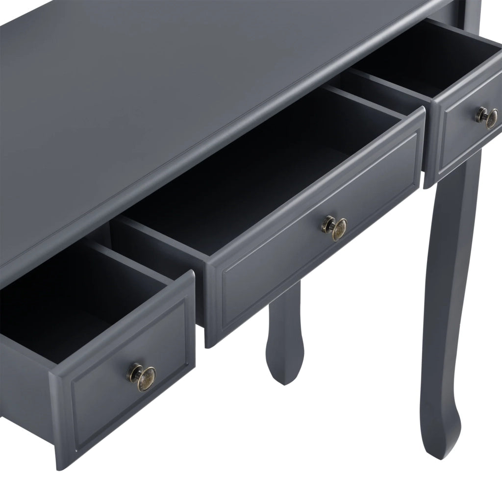 Consolle per ingresso o soggiorno con 3 cassetti MDF gambe in pino 100 cm grigio scuro 03_0004178