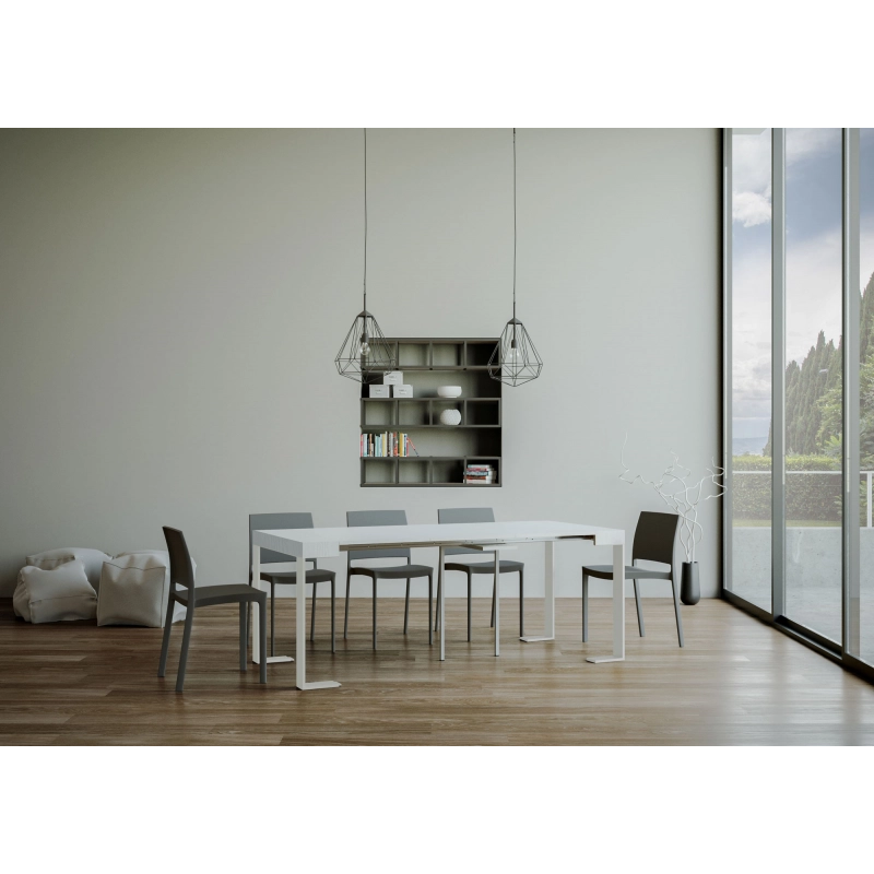 Consolle allungabile 90x40/300 cm Tecno telaio Bianco - Bianco Frassino