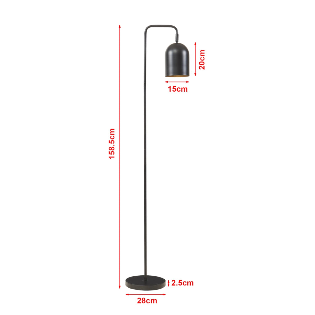 Lampada da Terra Barnard in Metallo con Paralume Cilindrico - Nero lux.pro