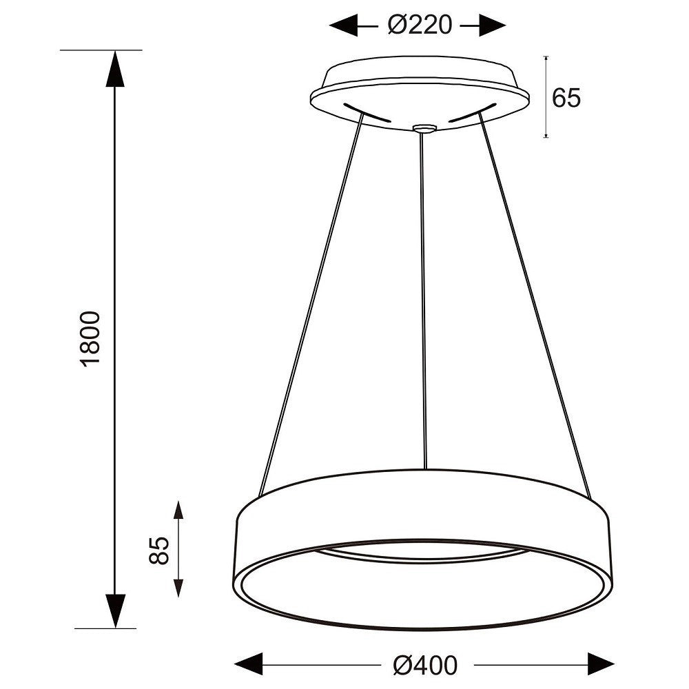 Trade Shop - Lampada Led 30 W Cct Pendente Cerchio Lampadario Moderno Luce Diffusa 230v 40 Cm -