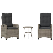 Set da Bistr¨° 3 pz | Set Salotto da Giardino con Cuscini Grigio in Polyrattan