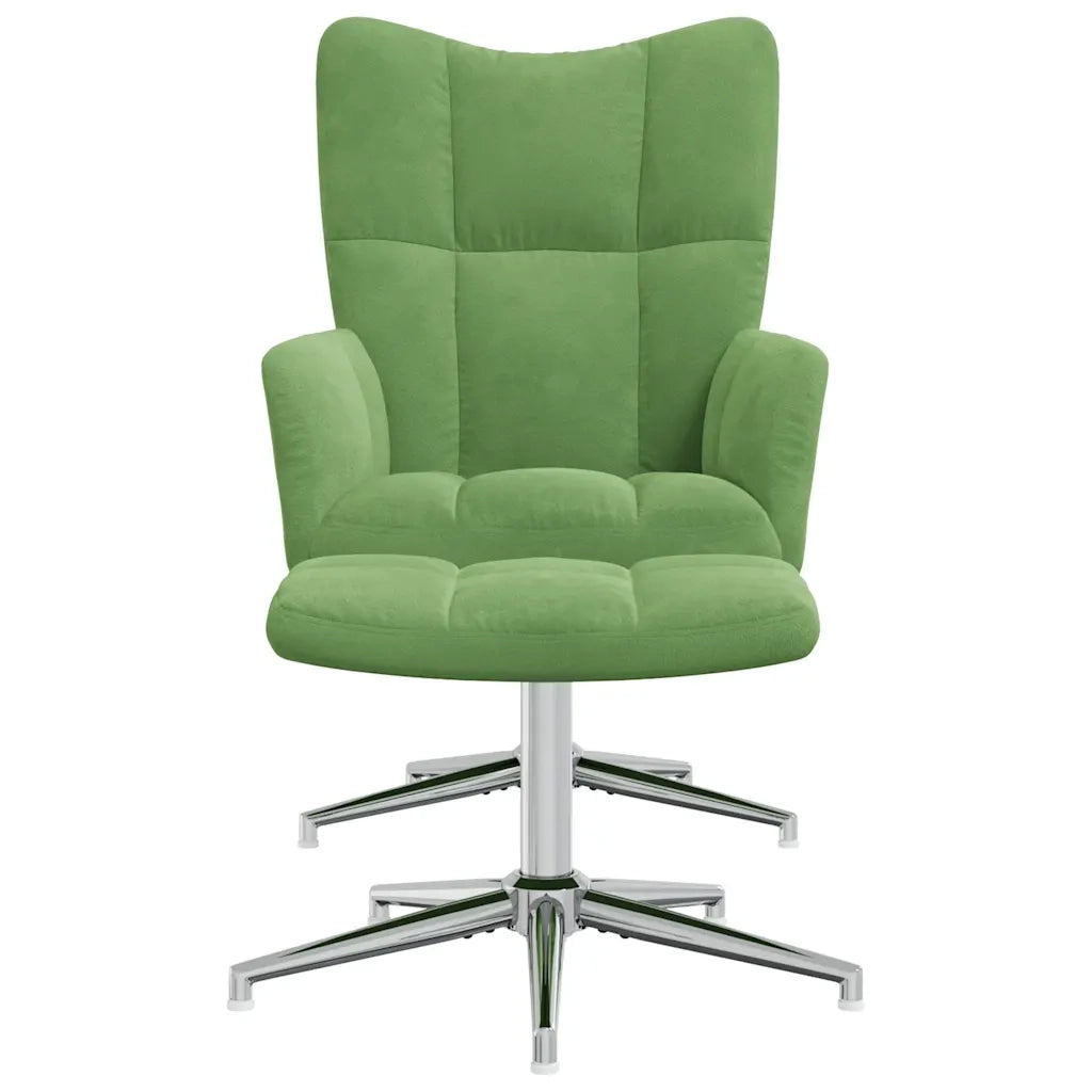 vidaXL Poltrona Relax con Poggiapiedi Verde Chiaro in Velluto